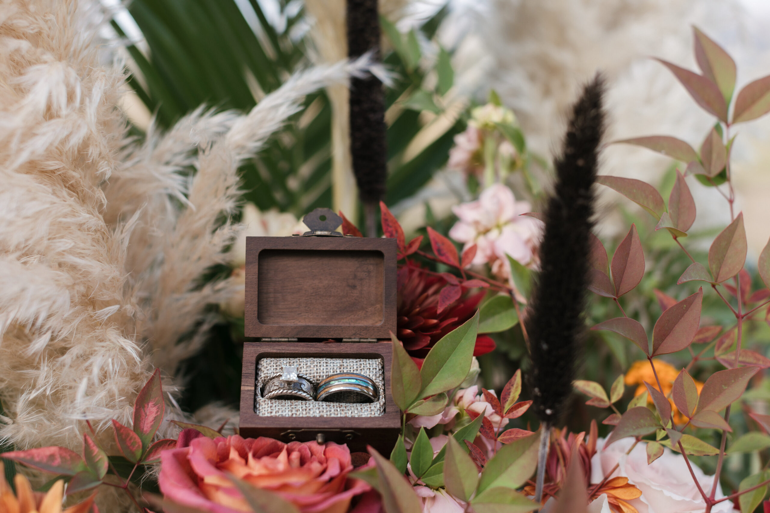 Detailed ring shot of his and her Wedding rings