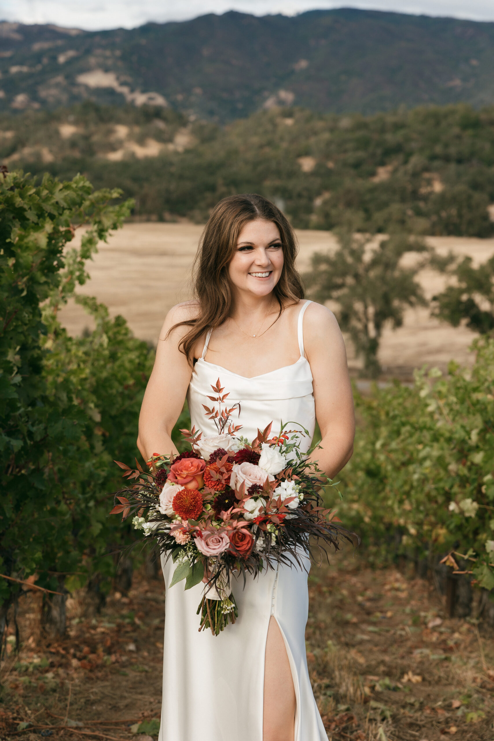 Bridal portraits in the vineyards of California