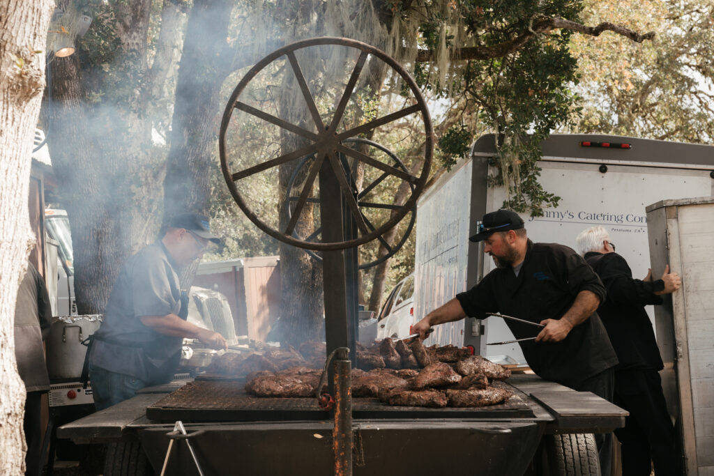 BBQ dinner being served up at a Sonoma County Wedding 